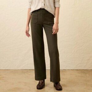 Faherty Stretch Terry Patch Pocket Mid Rise Pant Forest Olive Size 26 NWT